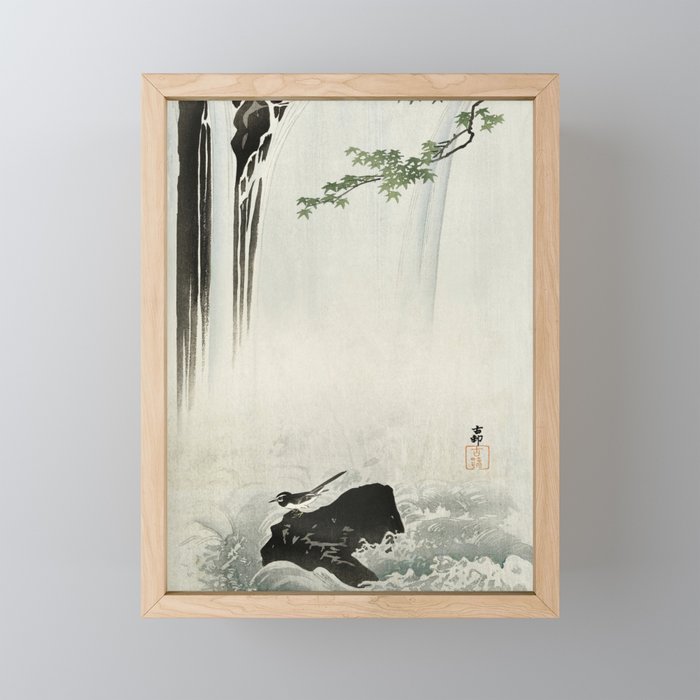 Ohara Koson, Bird And Waterfall -Vintage Japanese Woodblock Print  Mini Art Print Gallery Image 1