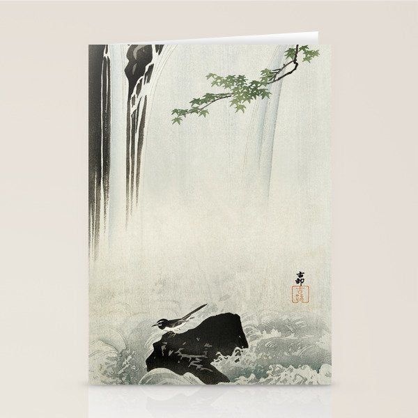 Ohara Koson, Bird And Waterfall -Vintage Japanese Woodblock Print  Stationery Card Gallery Image 2