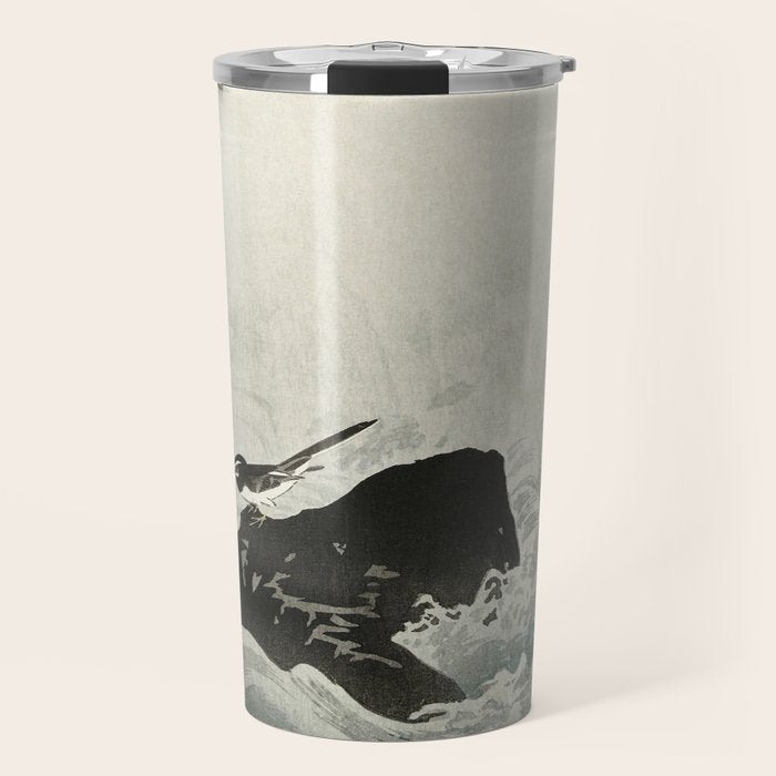 Ohara Koson, Bird And Waterfall -Vintage Japanese Woodblock Print  Travel Mug Gallery Image 1