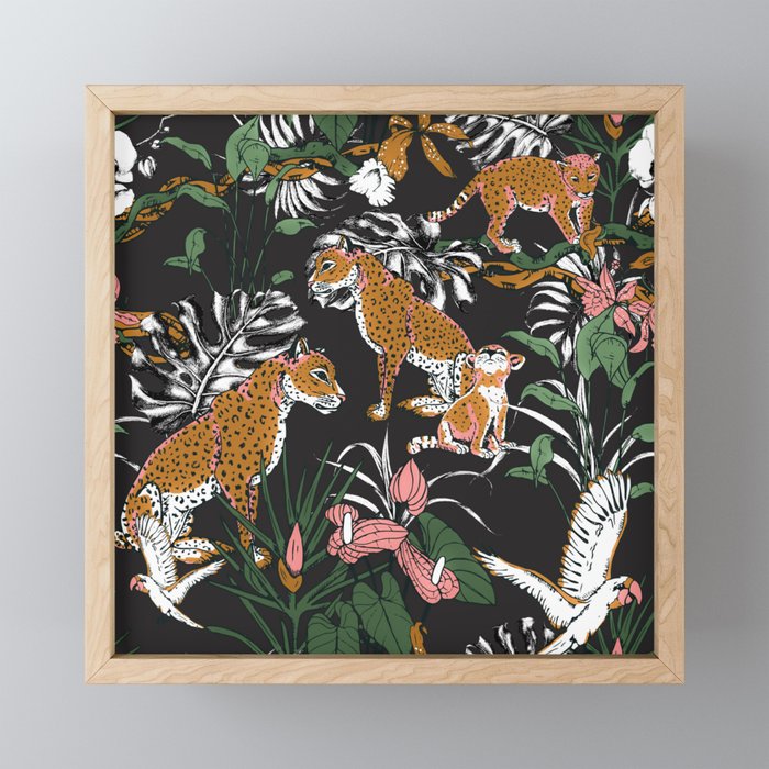 Leopards at night Mini Art Print Gallery Image 1