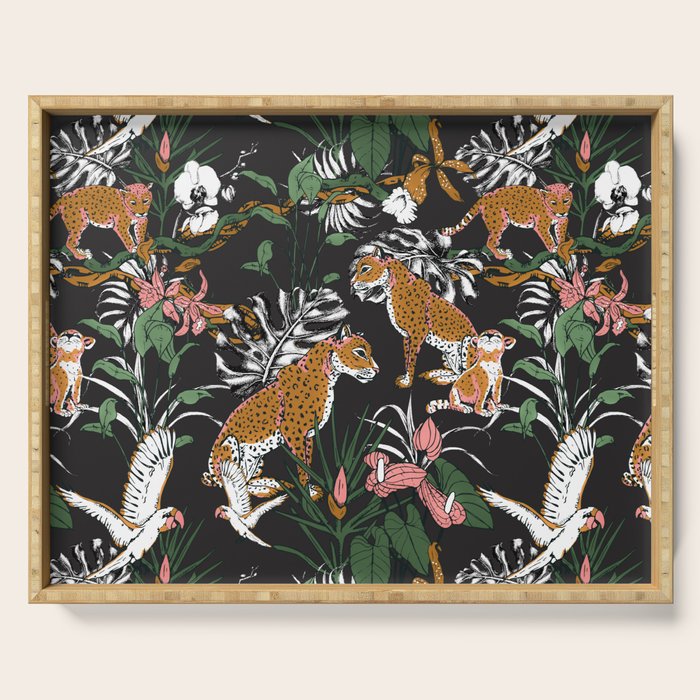 Leopards at night Serving Tray Gallery Image 1