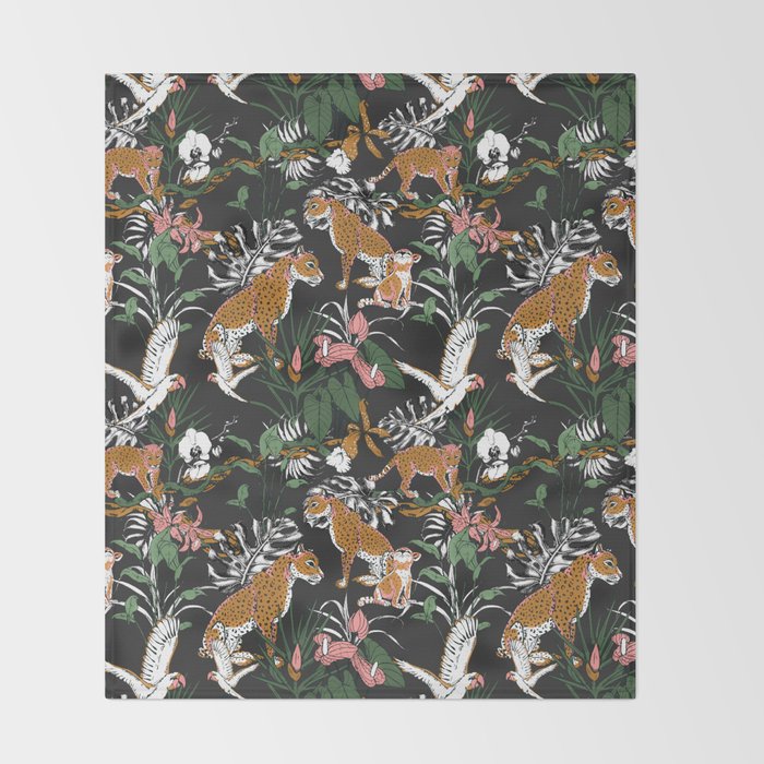 Leopards at night Throw Blanket Gallery Image 2
