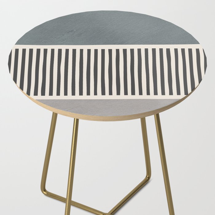 Gray Beige Black Lines Minimalist Side Table Gallery Image 2