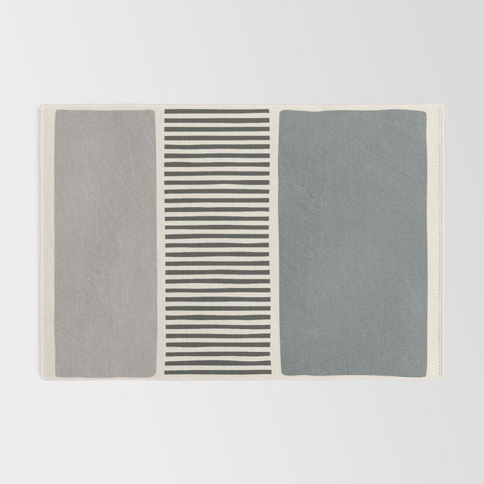 Gray Beige Black Lines Minimalist Rug Gallery Image 2