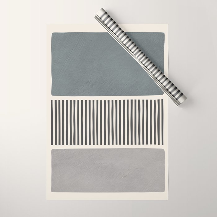 Gray Beige Black Lines Minimalist Wrapping Paper Gallery Image 1