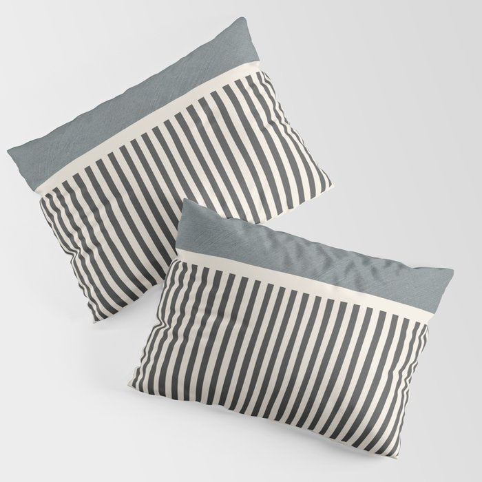 Gray Beige Black Lines Minimalist Pillow Sham Gallery Image 1