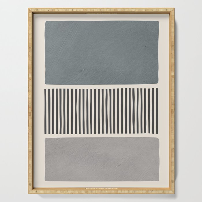 Gray Beige Black Lines Minimalist Serving Tray Gallery Image 1