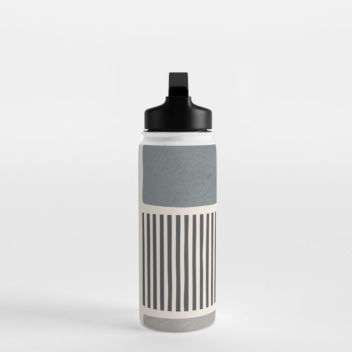 Gray Beige Black Lines Minimalist Water Bottle Gallery Image 3