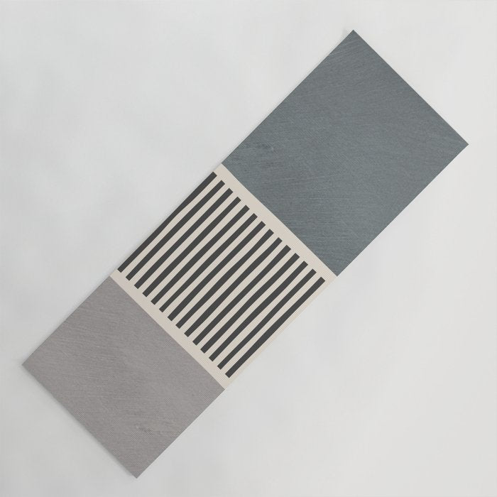 Gray Beige Black Lines Minimalist Yoga Mat Gallery Image 1