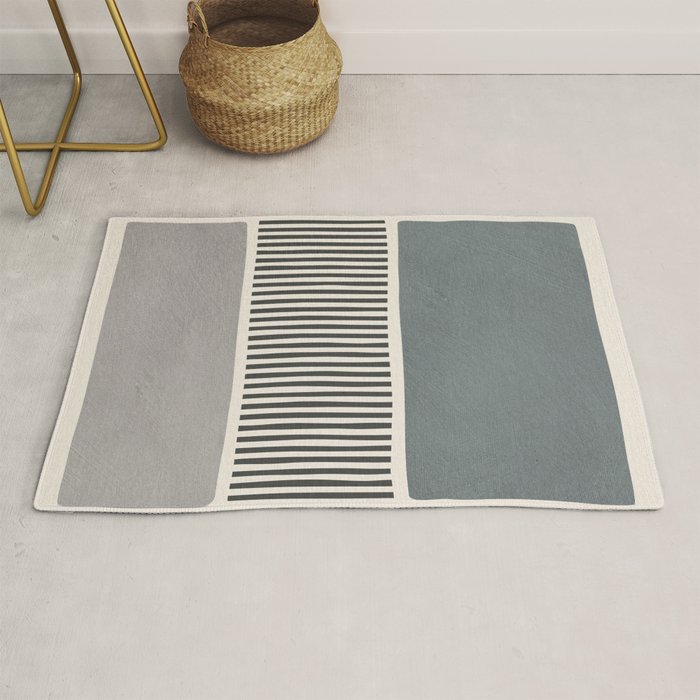 Gray Beige Black Lines Minimalist Rug Gallery Image 1