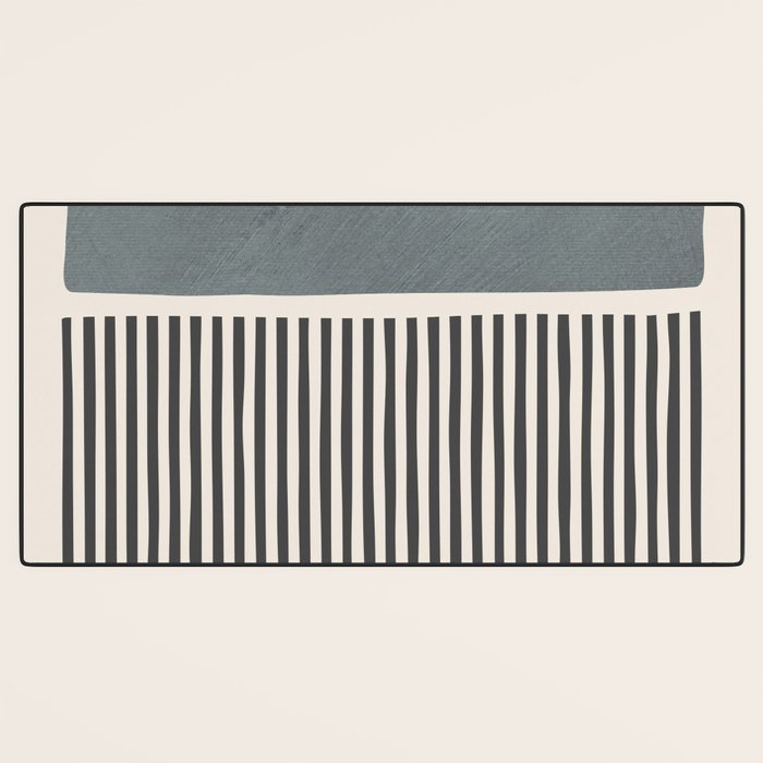 Gray Beige Black Lines Minimalist Desk Mat Gallery Image 3