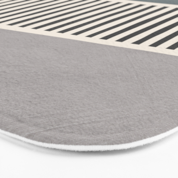 Gray Beige Black Lines Minimalist Bath Mat Gallery Image 3