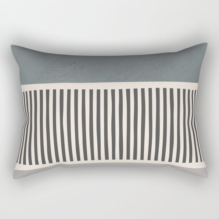 Gray Beige Black Lines Minimalist Rectangular Pillow Gallery Image 2