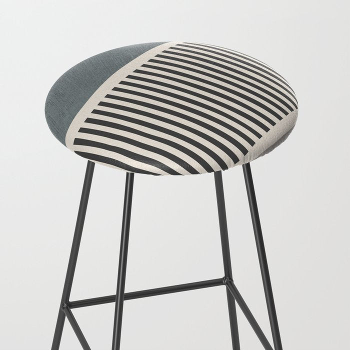 Gray Beige Black Lines Minimalist Stool Gallery Image 2