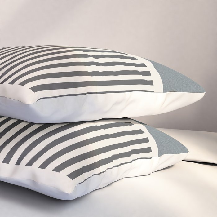 Gray Beige Black Lines Minimalist Pillow Sham Gallery Image 3