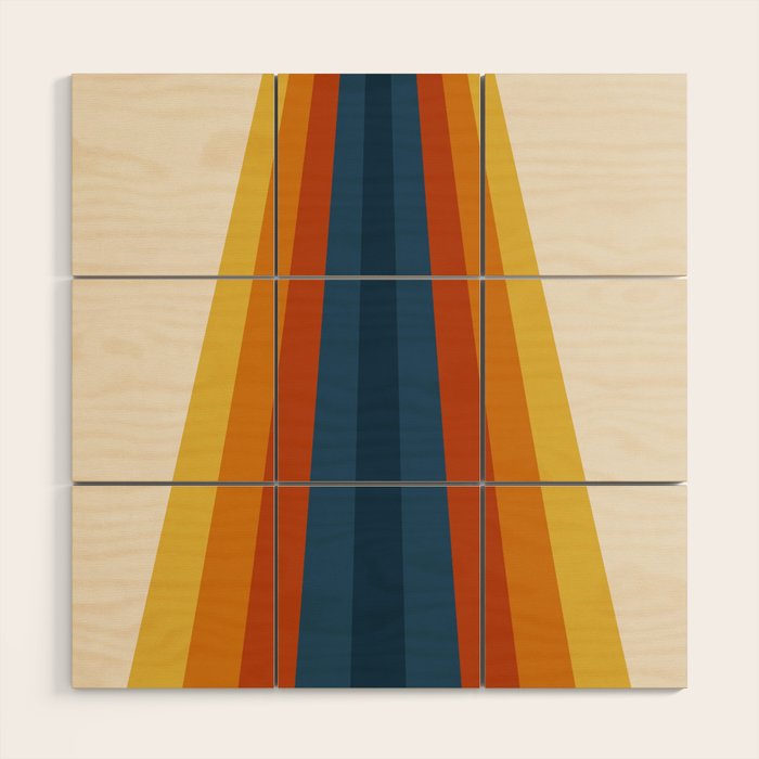 Bright 70's Retro Stripes Wood Wall Art Gallery Image 1