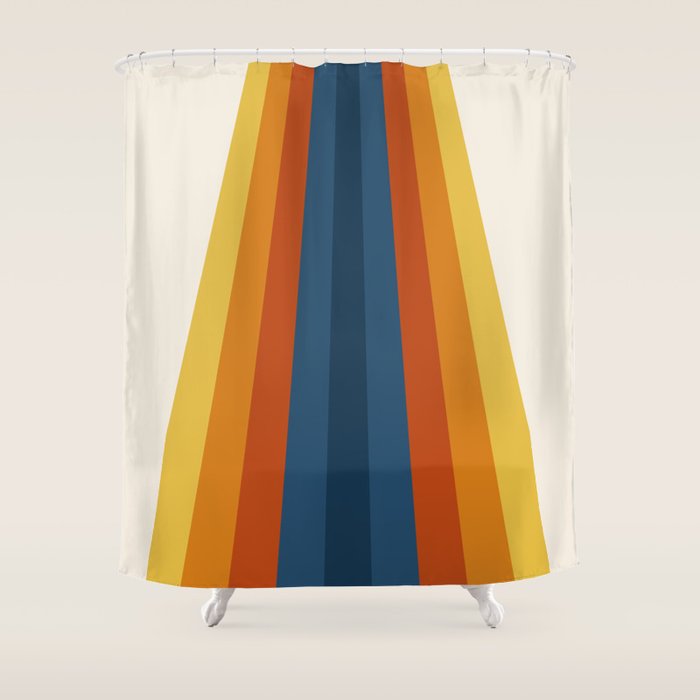 Bright 70's Retro Stripes Shower Curtain Gallery Image 1