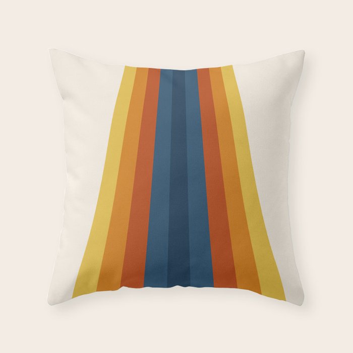 Bright 70's Retro Stripes Throw Pillow Gallery Image 1