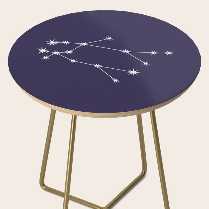 Gemini Zodiac Star Constellation Line Art Dark Purple Side Table Gallery Image 2