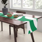 Green and White Retro Modern Liquid Swirl Abstract Pattern Table Runner Gallery Image 2