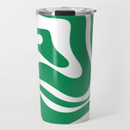 Green and White Retro Modern Liquid Swirl Abstract Pattern Travel Mug Gallery Image 1