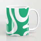 Green and White Retro Modern Liquid Swirl Abstract Pattern Coffee Mug Gallery Image 1