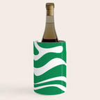 Green and White Retro Modern Liquid Swirl Abstract Pattern Wine Chiller Gallery Image 2