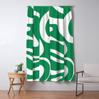 Green and White Retro Modern Liquid Swirl Abstract Pattern Window Curtain Gallery Image 5