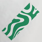 Green and White Retro Modern Liquid Swirl Abstract Pattern Yoga Mat Gallery Image 1