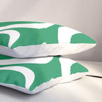 Green and White Retro Modern Liquid Swirl Abstract Pattern Pillow Sham Gallery Image 3