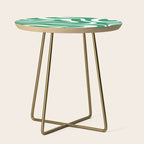 Green and White Retro Modern Liquid Swirl Abstract Pattern Side Table Gallery Image 1