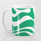 Green and White Retro Modern Liquid Swirl Abstract Pattern Coffee Mug Gallery Image 3