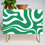 Green and White Retro Modern Liquid Swirl Abstract Pattern Credenza Gallery Image 1