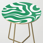 Green and White Retro Modern Liquid Swirl Abstract Pattern Side Table Gallery Image 2