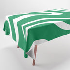 Green and White Retro Modern Liquid Swirl Abstract Pattern Tablecloth Gallery Image 1