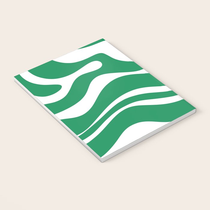Green and White Retro Modern Liquid Swirl Abstract Pattern Notebook Gallery Image 3