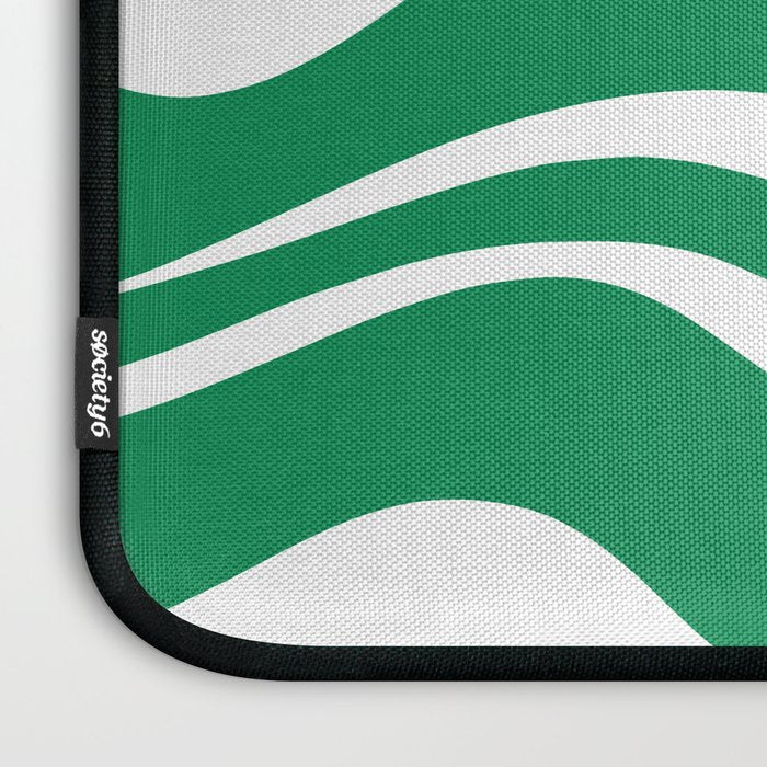 Green and White Retro Modern Liquid Swirl Abstract Pattern Laptop Sleeve Gallery Image 3