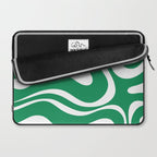 Green and White Retro Modern Liquid Swirl Abstract Pattern Laptop Sleeve Gallery Image 2