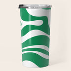Green and White Retro Modern Liquid Swirl Abstract Pattern Travel Mug Gallery Image 3