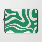 Green and White Retro Modern Liquid Swirl Abstract Pattern Laptop Sleeve Gallery Image 1