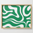 Green and White Retro Modern Liquid Swirl Abstract Pattern Serving Tray Gallery Image 1