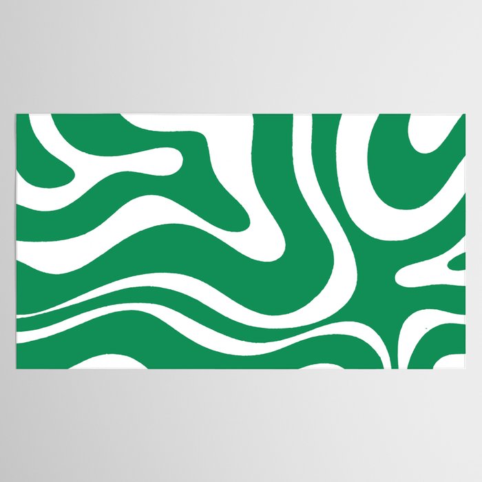 Green and White Retro Modern Liquid Swirl Abstract Pattern Tablecloth Gallery Image 2