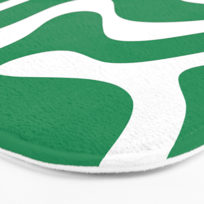 Green and White Retro Modern Liquid Swirl Abstract Pattern Bath Mat Gallery Image 3