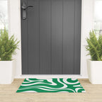 Green and White Retro Modern Liquid Swirl Abstract Pattern Welcome Mat Gallery Image 3