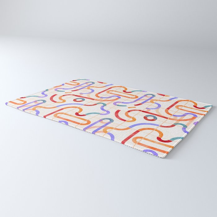 Colorful Curved Path Tiles G Rug Gallery Image 3