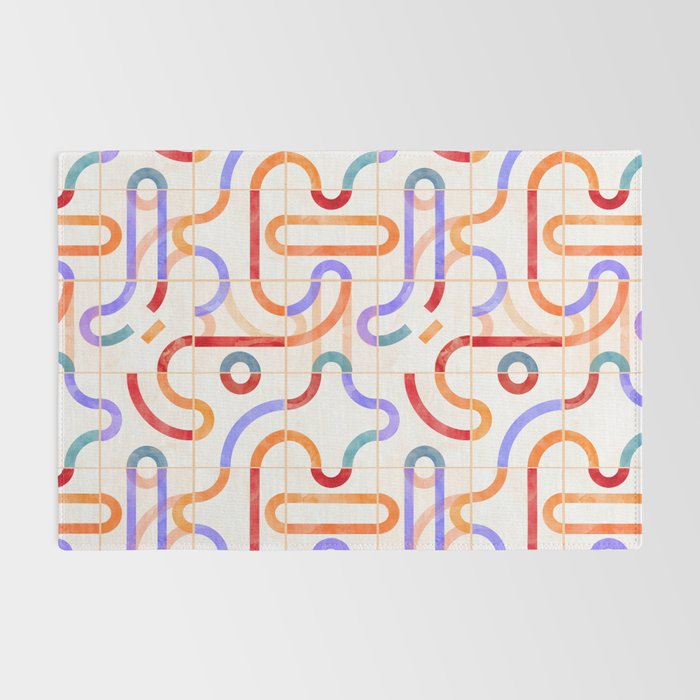 Colorful Curved Path Tiles G Rug Gallery Image 2