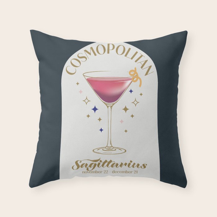 Cosmopolitan Cocktail Zodiac Sign Throw Pillow Gallery Image 6