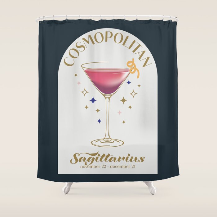 Cosmopolitan Cocktail Zodiac Sign Shower Curtain Gallery Image 1