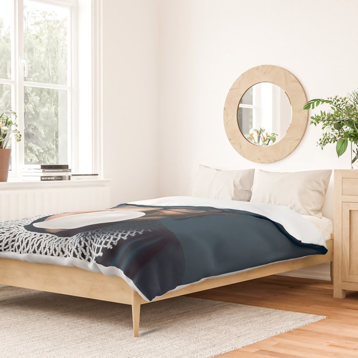 Ruth Bader Ginsburg Blowing White Bubble gum Duvet Cover Gallery Image 2