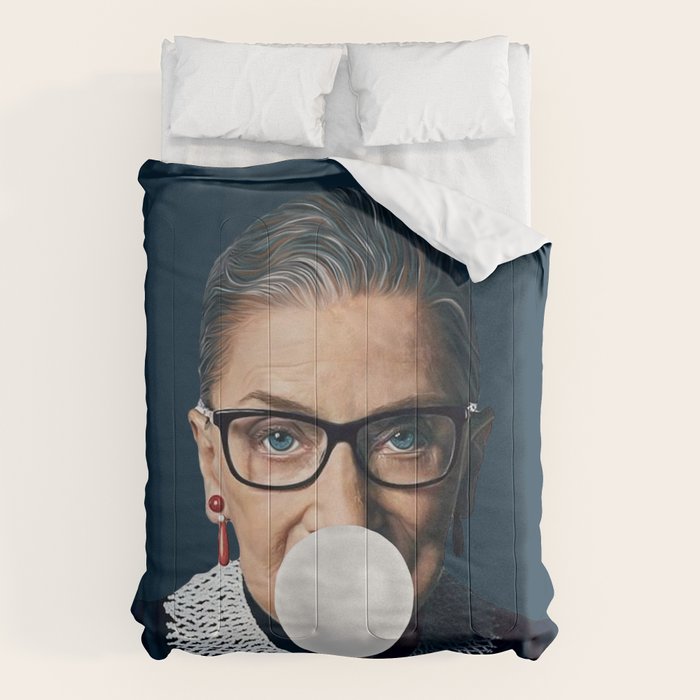 Ruth Bader Ginsburg Blowing White Bubble gum Comforter Gallery Image 6